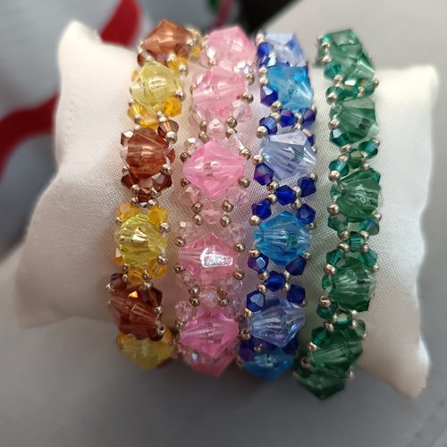 Bracelet en perles de cristal accessoire bijou pour femme, bracelet tissé à l aiguille, bijou chic fait main