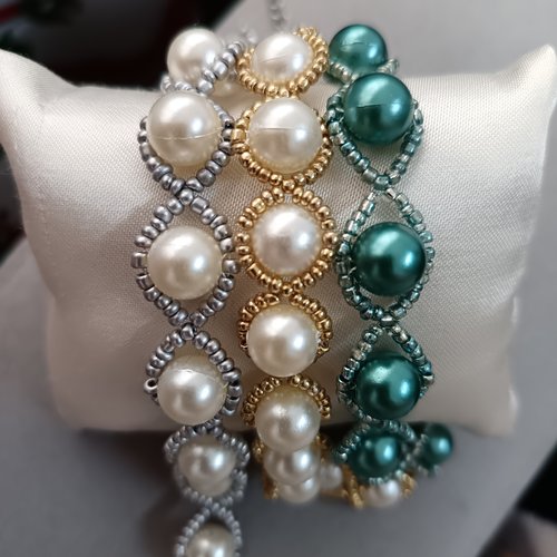 Bracelet en perles, accessoire bijou pour femme, bracelet tissé à l aiguille, bijou chic fait main,