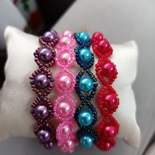 Bracelet en perles rondes, accessoire bijou pour femme, bracelet tissé à l aiguille, bijou chic fait main, création artisanale