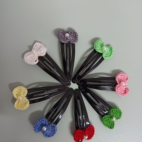 Pince barrette à cheveux, accessoire cheveux, barrette pour fille, pince bébé, nœud crochet perles, pince au crochet en perles