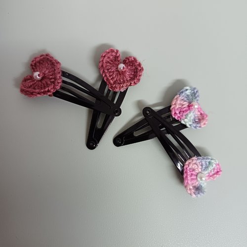 Barrette au crochet, pince à cheveux au crochet, accessoire cheveux fille, création artisanale, barrette colorée,