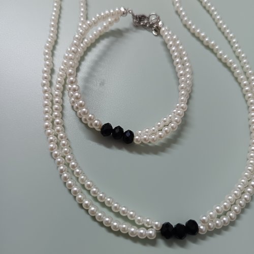 Ensemble de bijoux collier et bracelet en perles, accessoires pour femme, création artisanale, cadeau femme, bijoux fait main neufs
