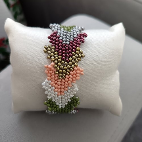 Bracelet épais en perles fait main neuf, accessoire bijou pour femme, bracelet tissé à l aiguille, bijou chic fait main,