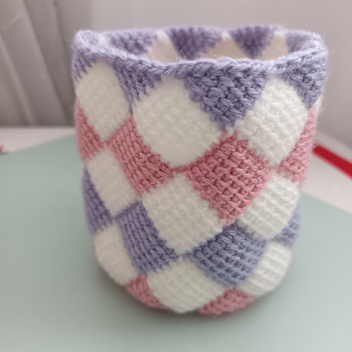 Panier de rangement au crochet tunisien, panier fait main personnalisable