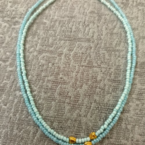 Collier en perles, collier deux rangs, accessoire bijou pour femme, création artisanale, cadeau fille femme fait main