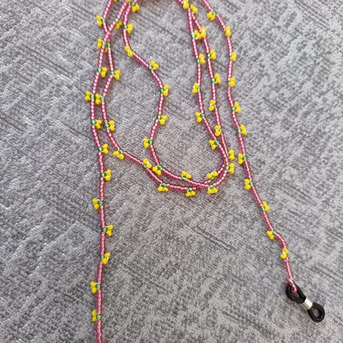 Chaîne de lunettes en perles, accessoire pour femme, porte attache, cordon lunettes, création artisanale, cadeau femme