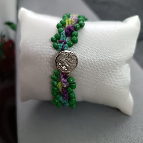 Bracelet au crochet en perles, accessoire bijou pour femme, bracelet bohème chic fait main neuf, création artisanale française,