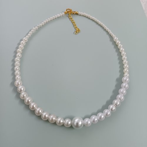 Collier ras du cou perles blanches fait main, bijou élégant mariage soirée, idée cadeau femme