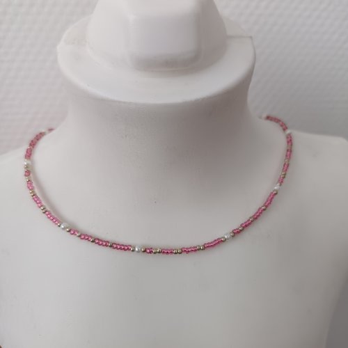 Collier ras du cou en perles colorées, bijou fin fait main, style minimaliste bohème