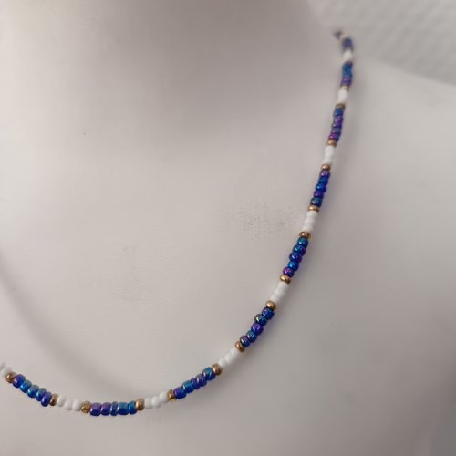 Collier ras du cou en perles colorées, bijou fin fait main, style minimaliste bohème
