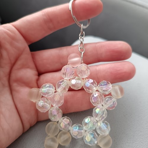 Porte-clés étoile en perles nacrées fait main, bijou de sac kawaii irisé, cadeau artisanal tendance