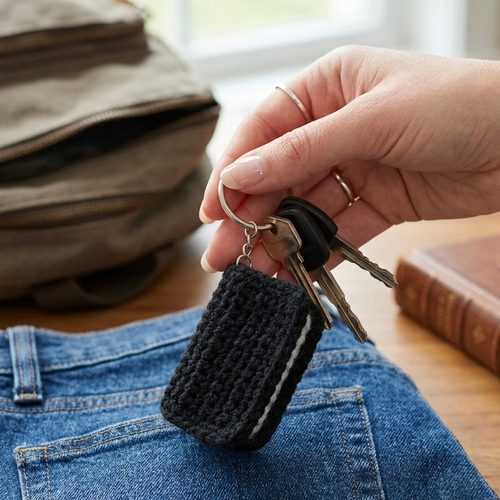 Porte-clés livre noir et blanc au crochet fait main, mini livre amigurumi, accessoire original pour sac, clés et cadeau lecteur