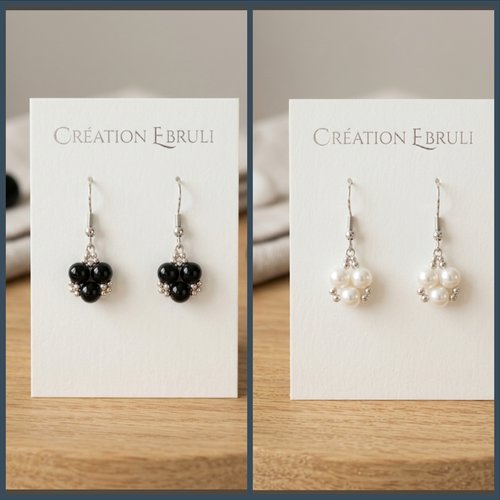 Boucles d'oreilles perles couleur au choix, création artisanale fait main, élégantes et légères