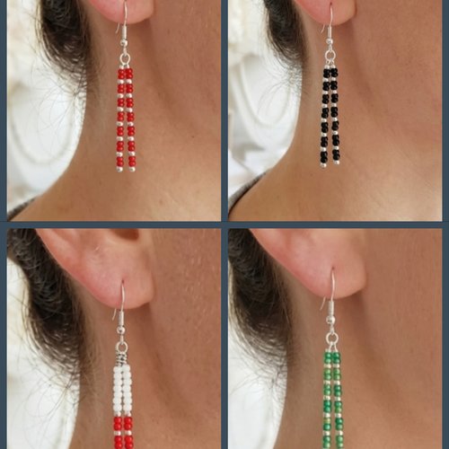 Boucles d’oreilles pendantes en perles de rocaille, couleur au choix, fait main, vendues par paire
