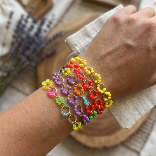 Bracelet perles colorées fait main, couleur au choix, bracelet fantaisie bohème femme, bijou artisanal tendance