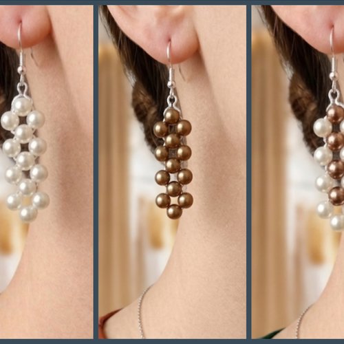 Boucles d’oreilles en perles tissées faites main, couleur au choix, élégantes et légères, vendues par paire