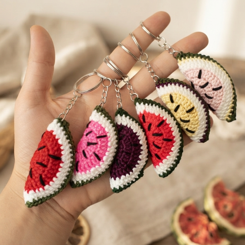 Porte-clés pastèque au crochet fait main, couleur au choix, accessoire artisanal, cadeau original