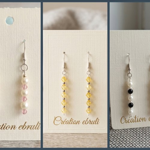 Boucles d'oreilles perles fait main, modèle et couleur au choix, vendues par paire