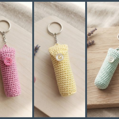 Porte-clés étui pour stick au crochet en coton, fait main, couleur au choix, cadeau original