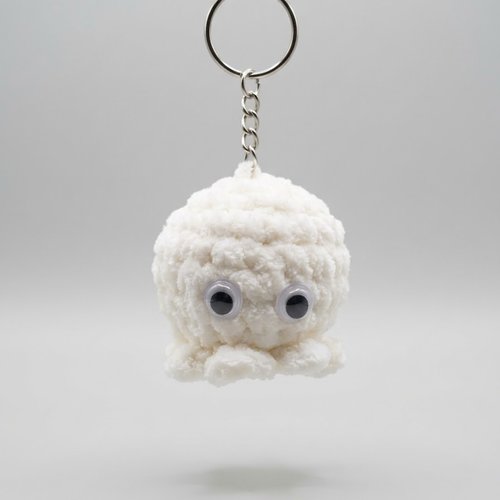 Porte-clés pieuvre amigurumi au crochet en fil chenille doux, plusieurs couleurs disponibles, fait main neuf