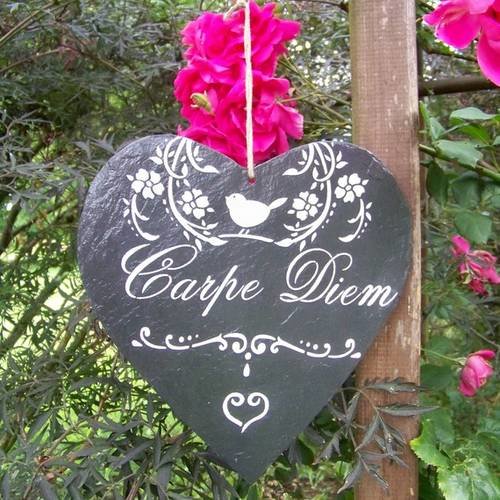 Ardoise cœur-décoration pour le  jardin ou la maison- shabby chic-romantique-campagne