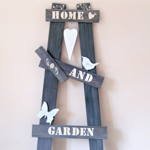 -décoration de jardin-echelle en bois--"home and garden"- schabby chic, romantique, campagne, 