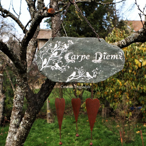 Carillon à vent-mobile en ardoise-décoration jardin-ardoise