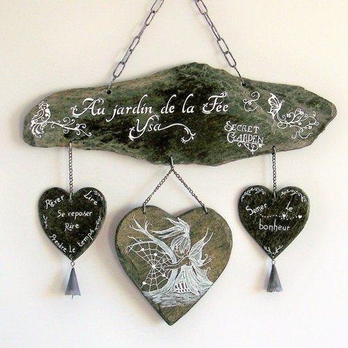 Mobile De Jardin En Ardoise Personnalise Peint Main Decoration De Jardin Decoration En Ardoise Cœur Fee Citation Creation Troglodyte Un Grand Marche