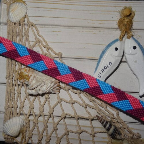 Bracelet brésilien tressé rose, bleu, violet
