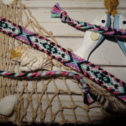 Bracelet brésilien "rose et menthe"