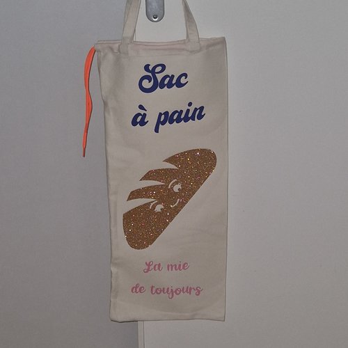 Nouveaute: sac à pain fond blanc "pain sourire"- réutilisable