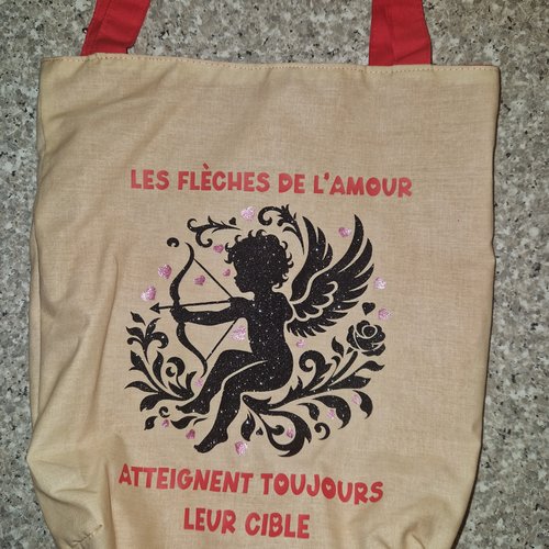 Tote bag "cupidon" aspect paillettes