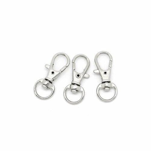 LOT DE 100 FERMOIRS MOUSQUETONS ARGENTES PORTES CLES PORTE CLEF ARGENT argenté
