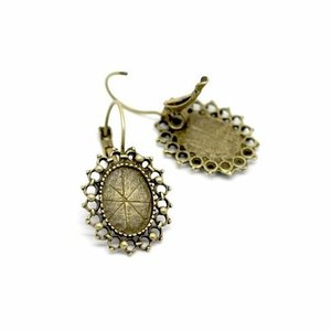 20 supports Boucles d/'oreille dormeuse bronze pour cabochon 12 mm