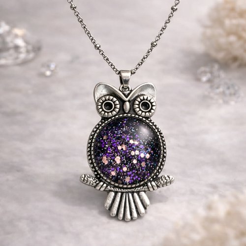 Collier chouette violette