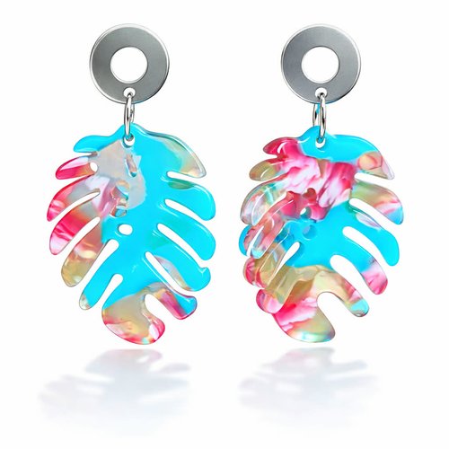 Boucle d'oreille "feuille de monstera"