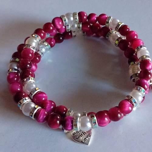 Bracelet œil de tigre rose