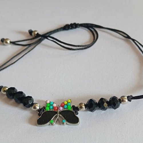 Bracelet cheville ou poignet papillon noir