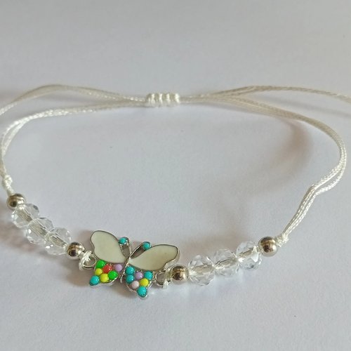 Bracelet cheville ou poignet papillon blanc