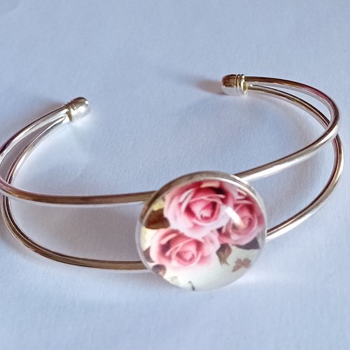 Bracelet rigide motif roses