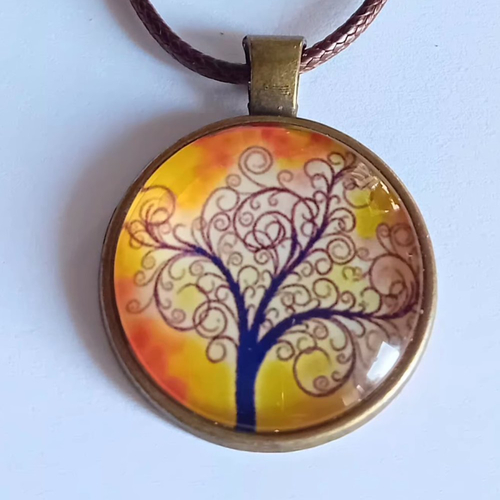 Médaillon cabochon arbre de vie