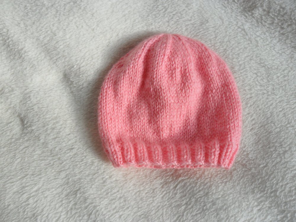 Bonnet bébé en laine acrylique 0/3 mois écru - Un grand marché