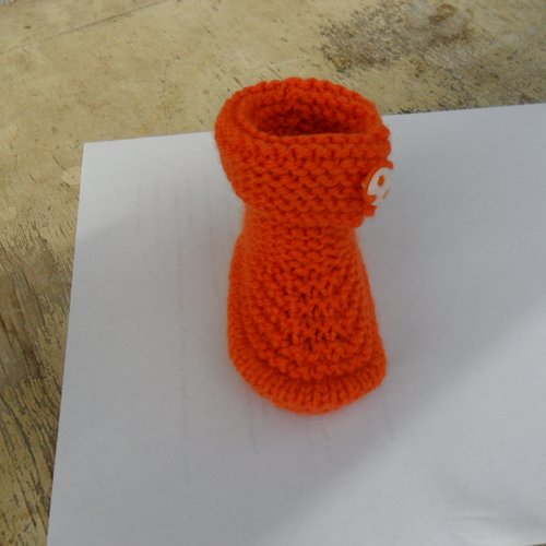 Chaussons bébé tricoter en laine  0/3 mois citrouille