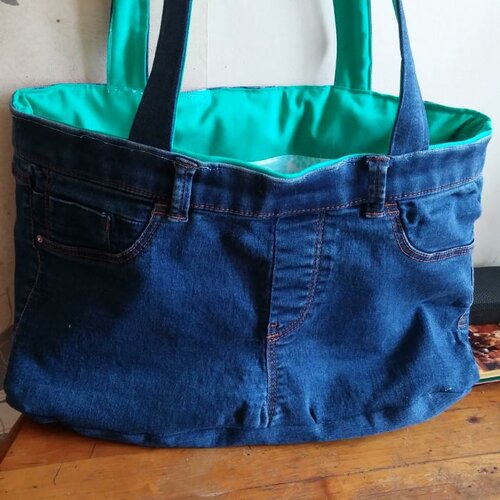 Sac en jean et coton reversible