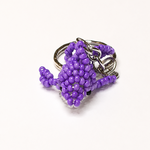 Dauphin en perles – porte-clés violet + blanc