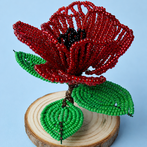 Fleurs coquelicot en perles