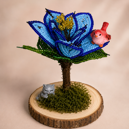 Fleur d'azur en perles