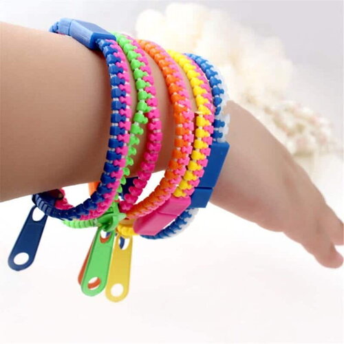 4 bracelets fantaisie à fermeture éclair de couleurs printanières fermeture à clip