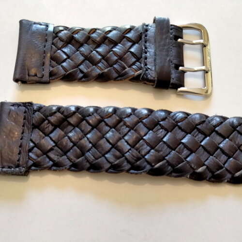 Bracelet de montre pour femme vintage des années 1990 en cuir marron véritable de la marque time force