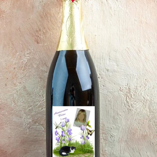 Etiquette bouteille chat